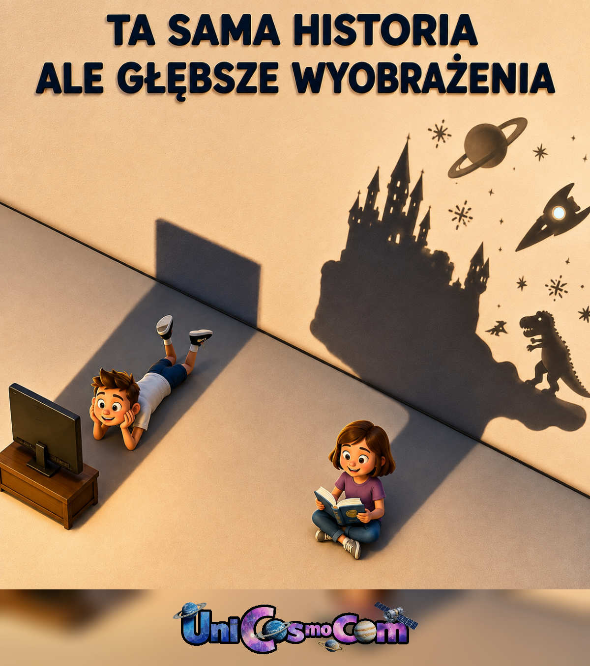 Czytanie VS Telewizja – Mem internetowy w UniCosmoCom [#mem #pic #czytanie #wyobraźnia]
