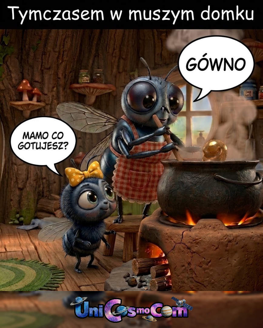 Muszy domek – Muszy # # # # # # – Mem internetowy w UniCosmoCom [#mem #muchy #obiad #domek #humor #komiks]