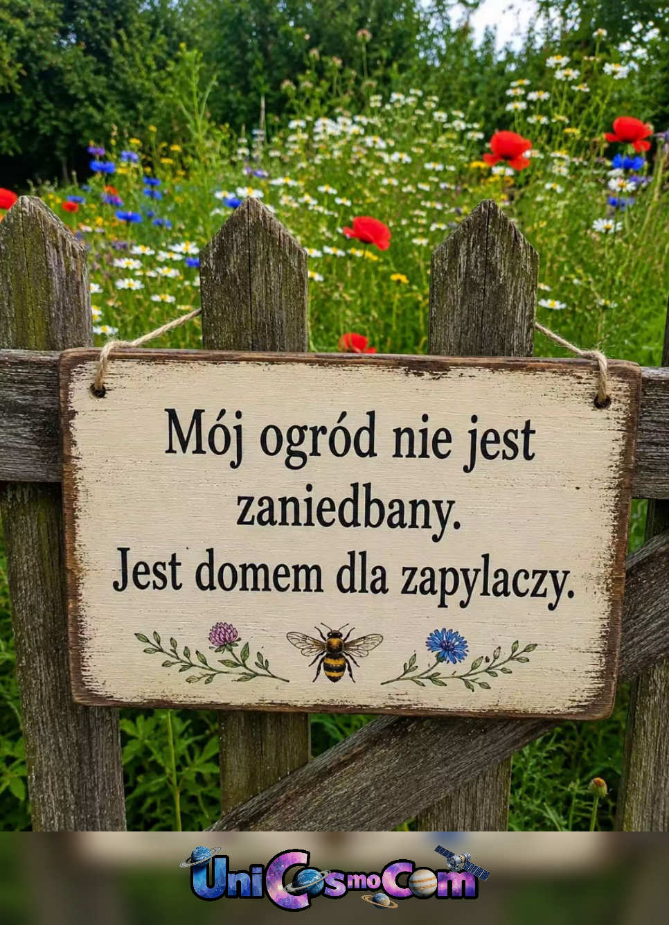 ogród zaniedbany – Mem internetowy w UniCosmoCom [#zaniedbany_ogród #mem #pszczoły #zapylacze]