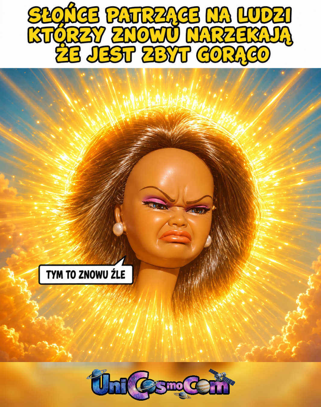 Słoneczko 😂 – Mem internetowy w UniCosmoCom [#mem #gorąc #słońce #upał #ciepło]