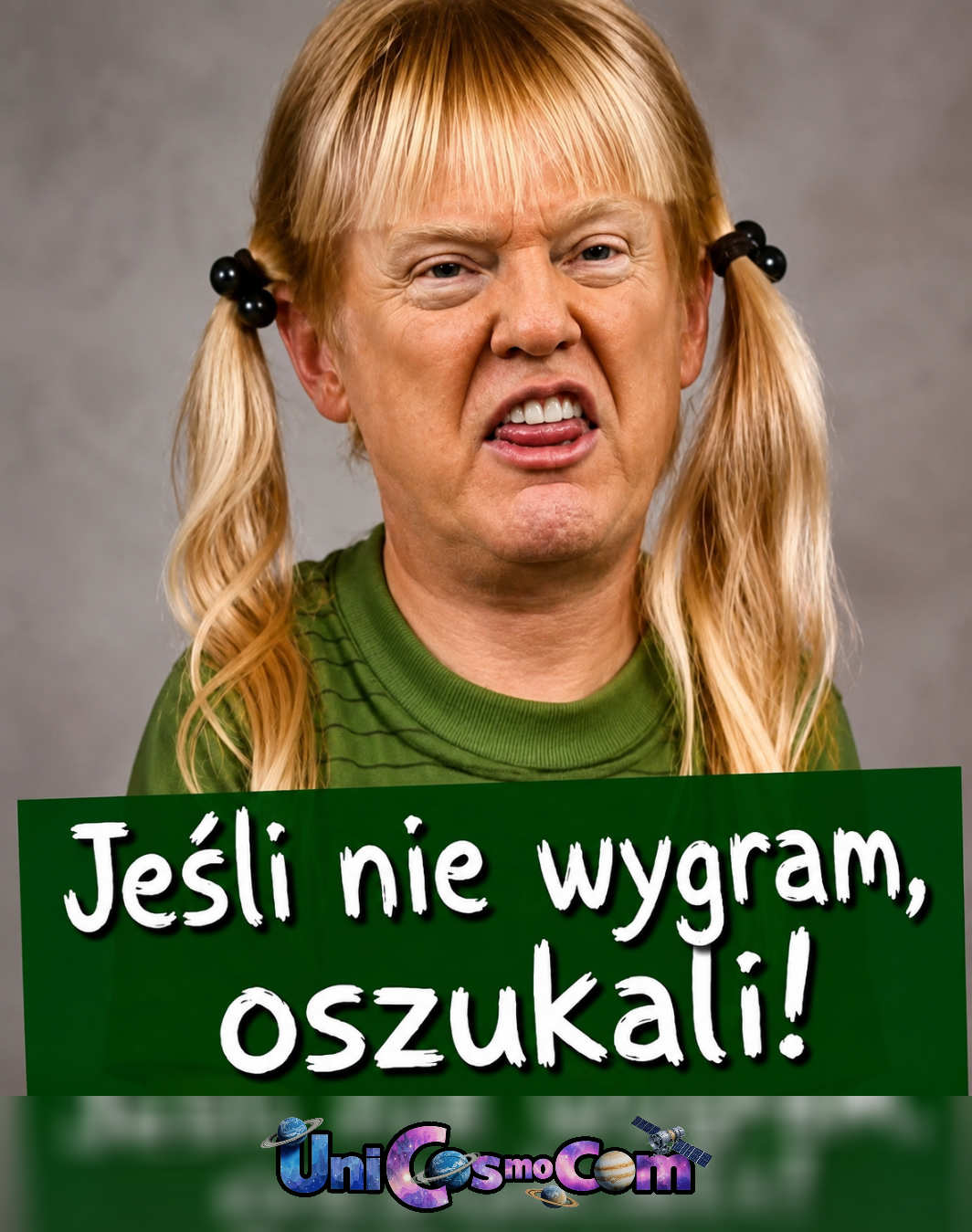 Ta jedyna dzewócha która gdy nawet przegra to uważa że wygrała – Mem internetowy w UniCosmoCom [#mem #donald_trump #wygrana #polityka]